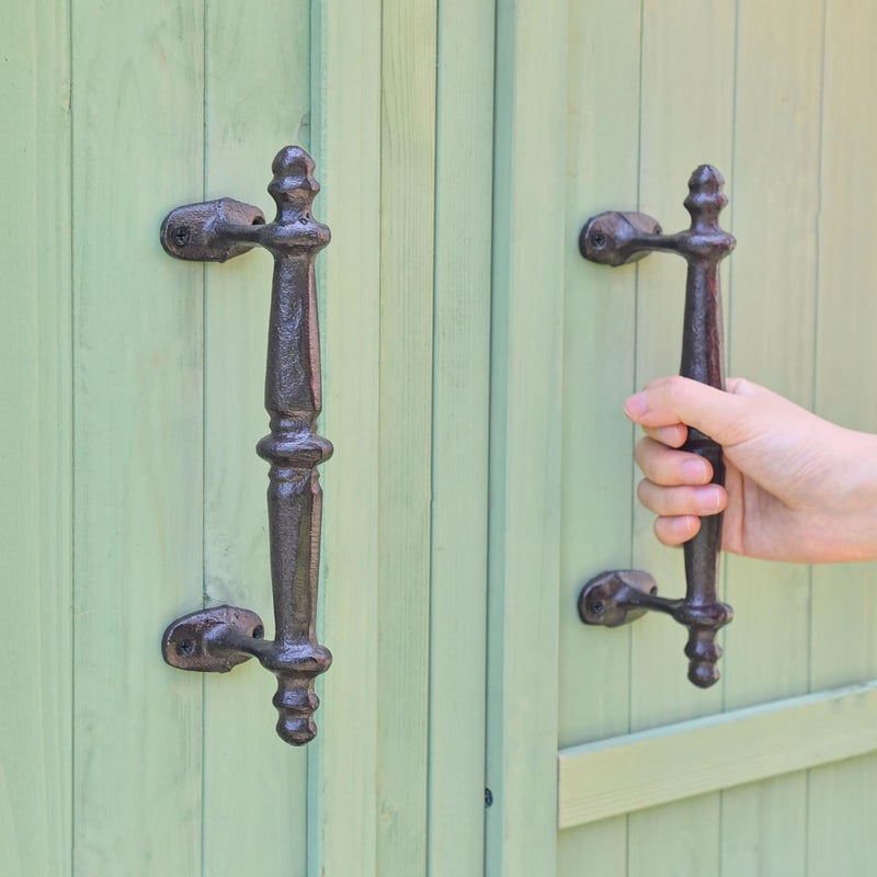 Sungmor 2PC Solid & Sturdy Cast Iron Cabinet Handles, Heavy Duty 9.3" Long Strong Rustic Metal Grab Bar Decorative Door Handles, Antique Farmhouse Fence Gate Garage Closet Drawer Sliding Door Pulls - Image 3